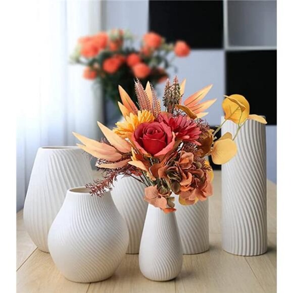 Artificial Flowers Bouquet Silk Flower (Autumn red) - Picture 5 of 7